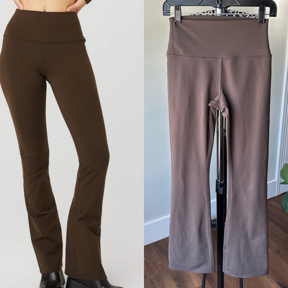 Women’s ALO Airbrush High-Waist Bootcut Brown Espresso Yoga Pants Leggings Small